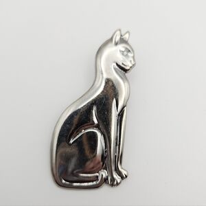 Vintage Ballou Tac Cat Pin Silver Tone Pressed Metal Brooch Tie Pin